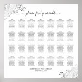 28 Tafel Silver Frills Wedding Seating Chart White Poster (Voorkant)