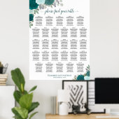28 Tafel Teal Boho Bloem Bruiloft Zitplaats Chart Poster (Thuiskantoor)