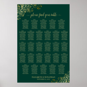 28 Tafel Trouw Stoelenindeling Smaragdgroen Goud Poster