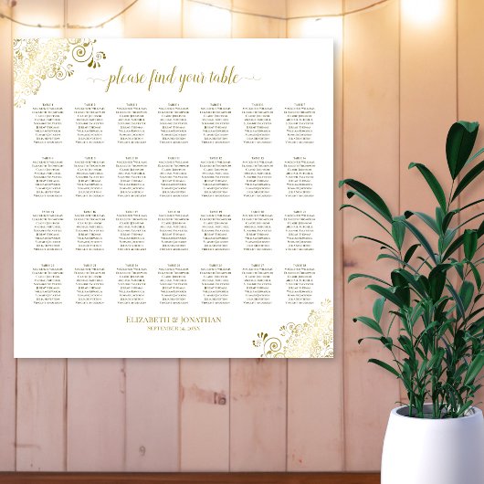 28 Tafel-weddenschappen Wit- en goudvriendjes Poster