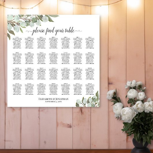 28 Tafel-weduwenkaart Eucalyptus Greenery Poster