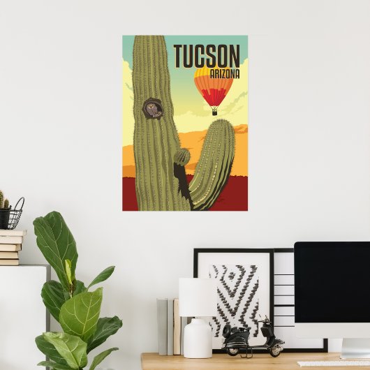 28 x20 Elf Owl in Saguaro - Tucson, Arizona Poster (Thuiskantoor)