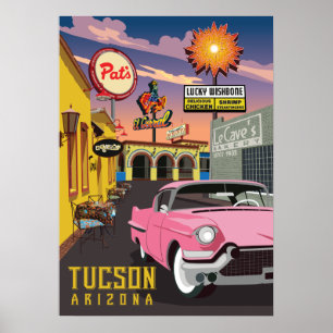 28 x20-inch Retro Restaurant Signs - Tucson, AZ Poster