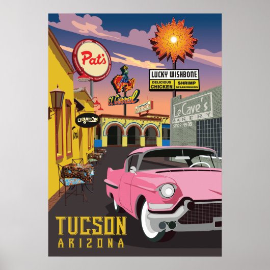 28 x20-inch Retro Restaurant Signs - Tucson, AZ Poster (Voorkant)