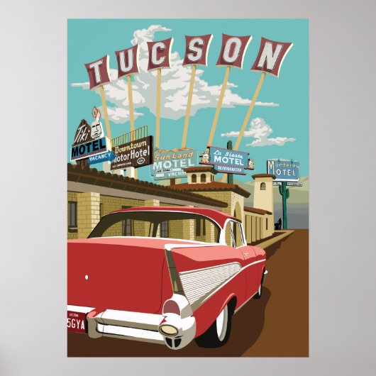 28 x 20 inch Retro Motel Signs - Tucson, Arizona Poster (Voorkant)