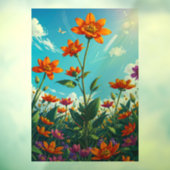 28 "x 40" Bloemen Transparante Custom Cut Raamsticker (Vel 3)