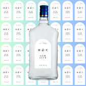 28 x Zwart Wit Moderne Fles Gin Wijnboog Vinyl Sticker