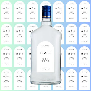 28 x Zwart Wit Moderne Fles Gin Wijnboog Vinyl Sticker