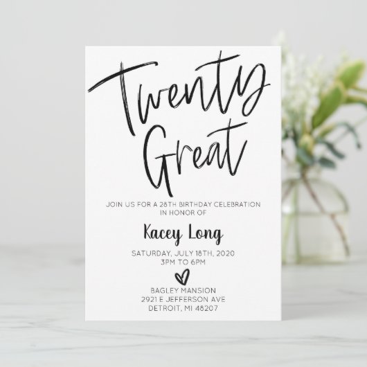 28e 28e 28e verjaardag kaart (Staand voorkant)