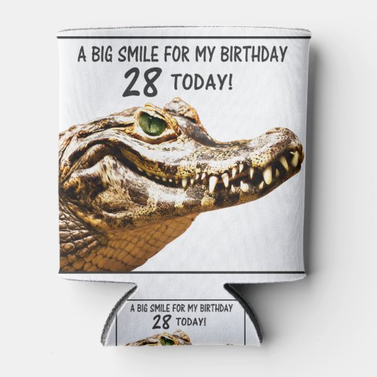 28e 'Birthday Alligator Smile' Blikjeskoeler (Voorkant)