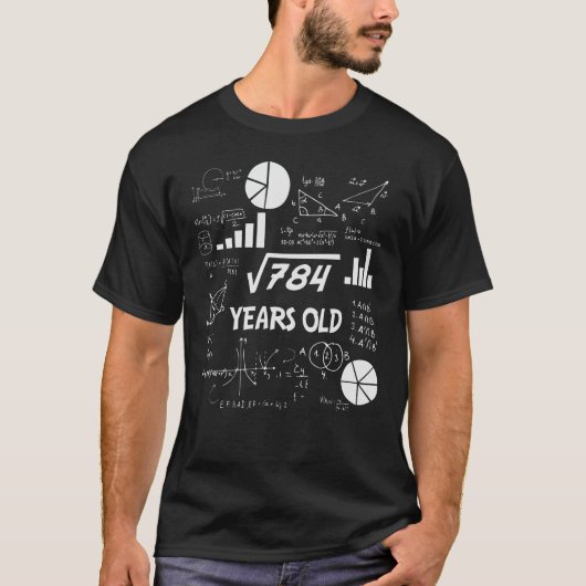 28e Birthday Square Root Wiskunde 28 jaar oude dag T-shirt (Voorkant)