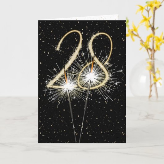 28e bruiloft-sparklers kaart (Gele Bloem)
