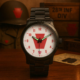 28e Infanteriedivisie "Bloody Bucket" Zwart Horloge