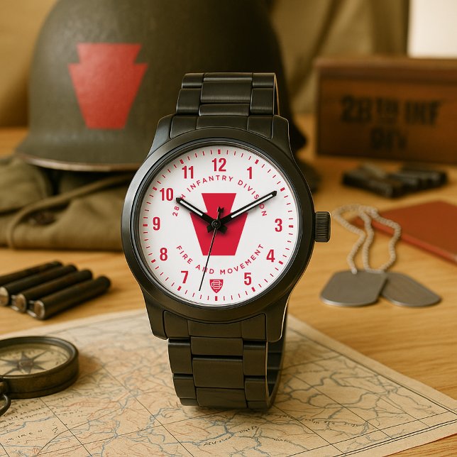 28e Infanteriedivisie "Vuur en Beweging"-tribute Horloge (28th Infantry Division "Fire and Movement" Tribute Stainless Steel Watch)