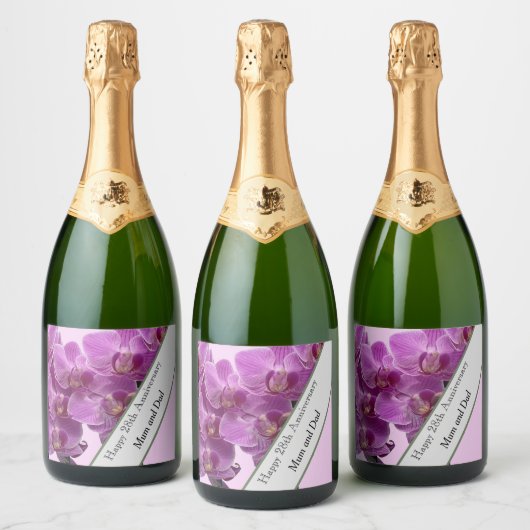 28e Jubileum voor bruiloft bewerken Sparkling Wijnetiket (Flessen)