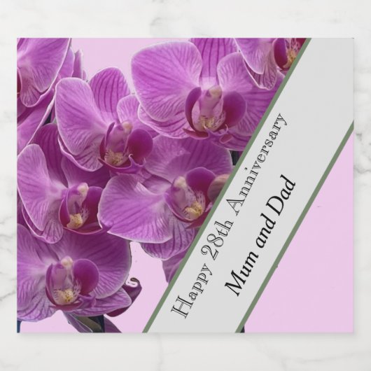 28e Jubileum voor bruiloft bewerken Sparkling Wijnetiket (Enkel label)