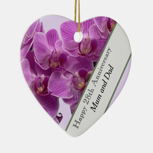 28e Jubileum voor bruiloft Editable Orchid Keramisch Ornament (Rechts)