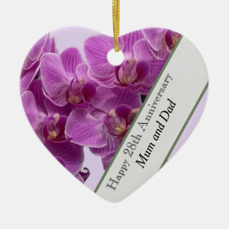 28e Jubileum voor bruiloft Editable Orchid Keramisch Ornament
