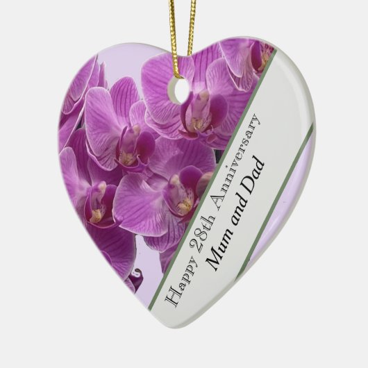 28e Jubileum voor bruiloft Editable Orchid Keramisch Ornament (Links)