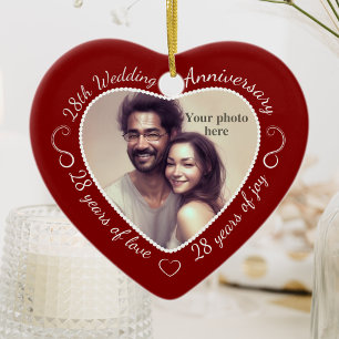 28e Jubileum voor bruiloft Foto Keramisch Ornament