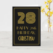 28e verjaardag: Art Deco geïnspireerd look "28" &  Kaart (Gele Bloem)