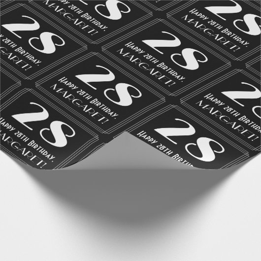 28e verjaardag - Art Deco Geïnspireerde look "28", Cadeaupapier (Hoek)