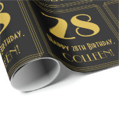 28e verjaardag ~ Art Deco geïnspireerde look "28", Cadeaupapier (Rol Hoek)