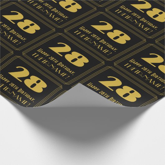 28e verjaardag - Art Deco geïnspireerde look "28"  Cadeaupapier (Hoek)