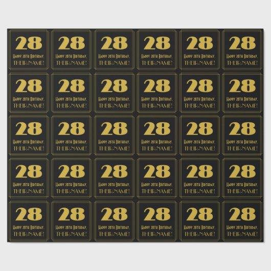 28e verjaardag - Art Deco geïnspireerde look "28"  Cadeaupapier (Zoom)