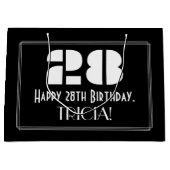 28e verjaardag ~ Art Deco geïnspireerde look "28"  Groot Cadeauzakje (Voorkant)