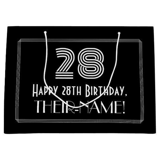 28e verjaardag — Art Deco geïnspireerde look "28"  Groot Cadeauzakje (Voorkant)
