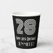 28e verjaardag — Art Deco Geïnspireerde look "28"  Papieren Bekers (Voorkant)