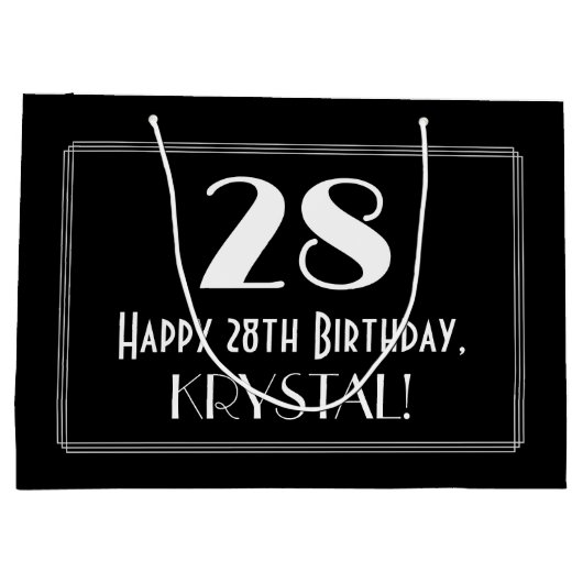 28e verjaardag: Art Deco geïnspireerde stijl "28", Groot Cadeauzakje (Achterkant)