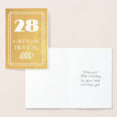 28e verjaardag ~ Art Deco stijl "28" & aangepaste  Folie Kaarten (Display)