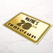 28e verjaardag — Art Deco Style "28" en naam Folie Uitnodiging (Gedraaid)