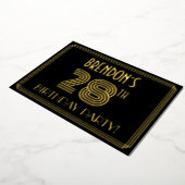 28e verjaardag — Art Deco Style "28" + Naam Folie Uitnodiging (Gedraaid)