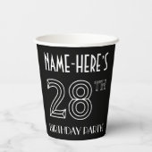 28e verjaardag: Art Deco Style + aangepaste naam Papieren Bekers (Achterkant)