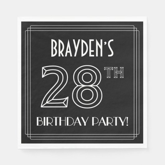 28e verjaardag: Art Deco Style + aangepaste naam Servet (Voorkant)