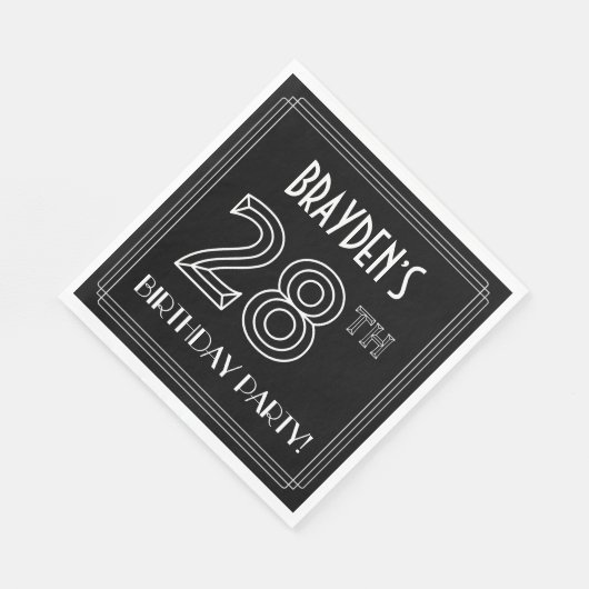 28e verjaardag: Art Deco Style + aangepaste naam Servet (Hoek)