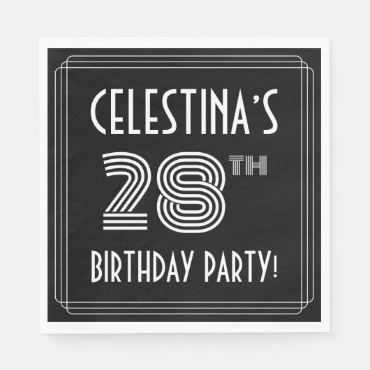 28e verjaardag: Art Deco Style + aangepaste naam Servet (Voorkant)