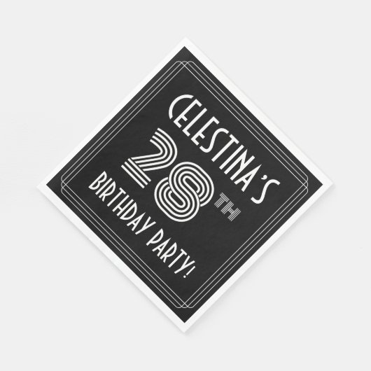28e verjaardag: Art Deco Style + aangepaste naam Servet (Hoek)
