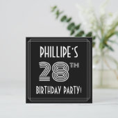 28e verjaardag: Art Deco Style met aangepaste naam Kaart (Staand voorkant)