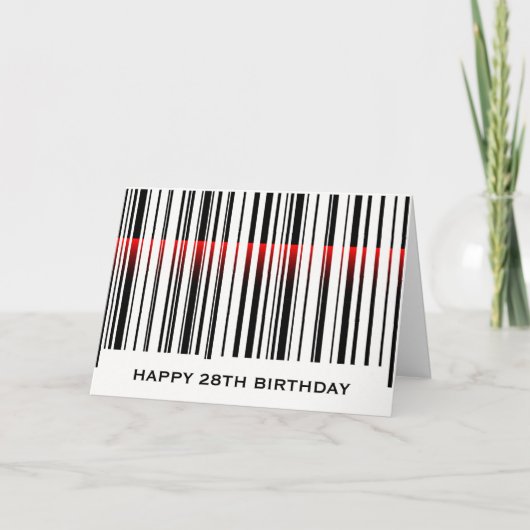 28e verjaardag barcode met rode laser kaart (Voorkant)