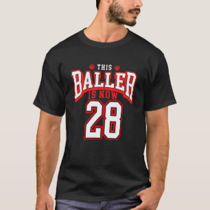 28e verjaardag Basketball 28 jaar oude dag T-shirt
