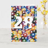 28e verjaardag biljartballen kaart (Gele Bloem)