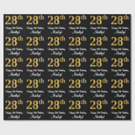 28e verjaardag: Elegant Luxe Faux Gold Look # Cadeaupapier