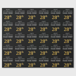 28e verjaardag: Elegant, zwart, namaak gouden uits Cadeaupapier
