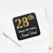 28e verjaardag - Elegante luxe Faux Gold look # Vierkante Sticker (Envelop)