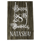 28e verjaardag: Fancy, Faux Wood Kijk + Aangepaste Medium Cadeauzakje (Achterkant)