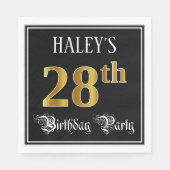 28e verjaardag — Fancy script, Faux Gold look Servet (Voorkant)